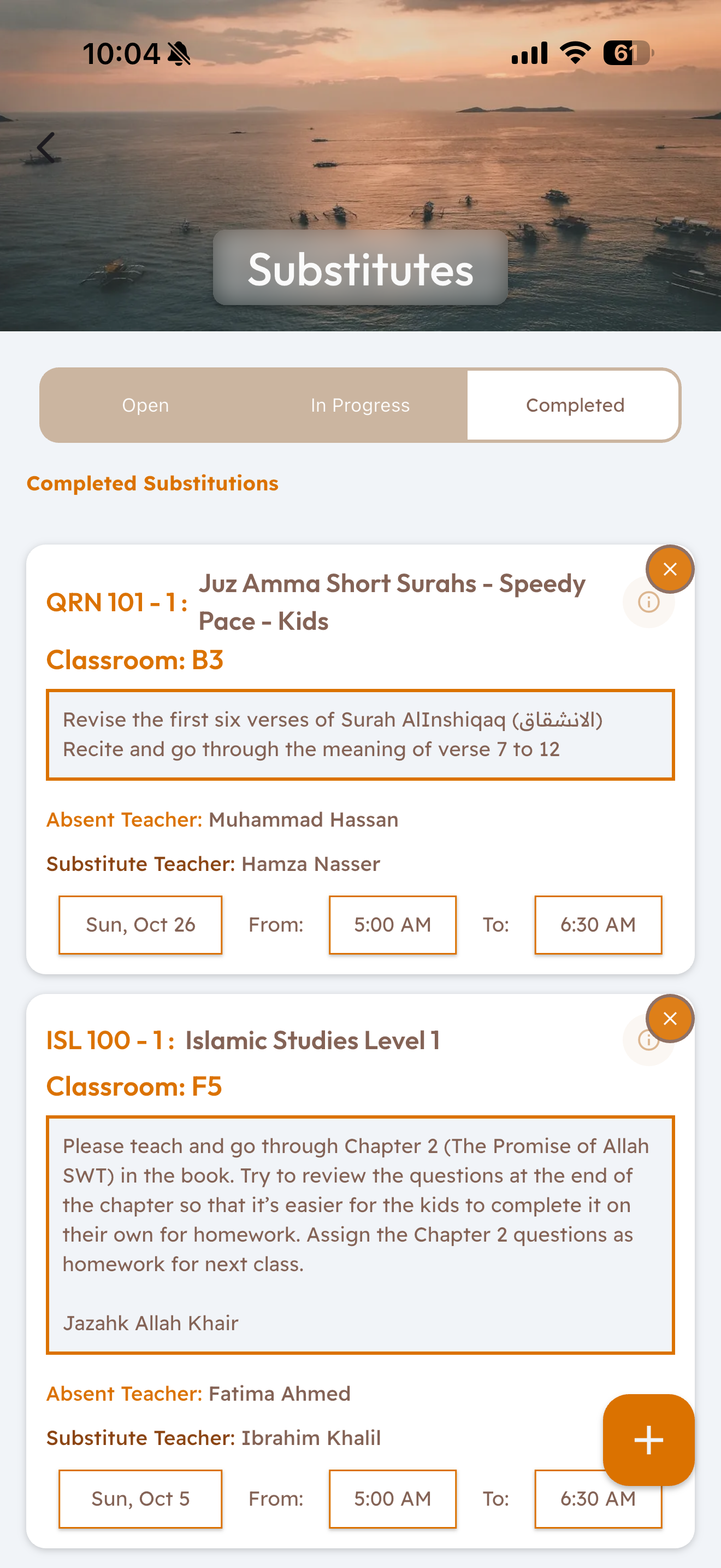 Completed Substitutions