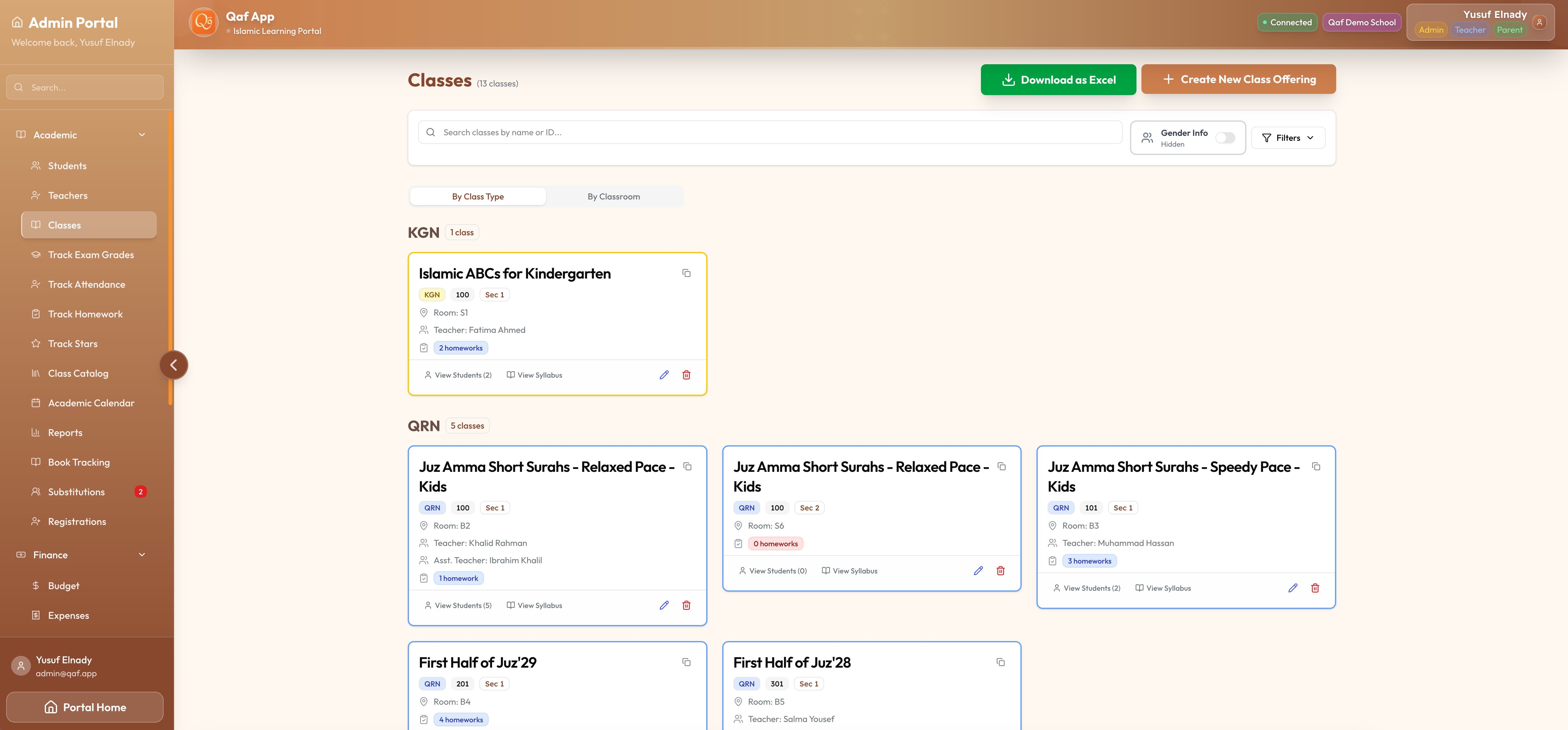 Class Organization Interface